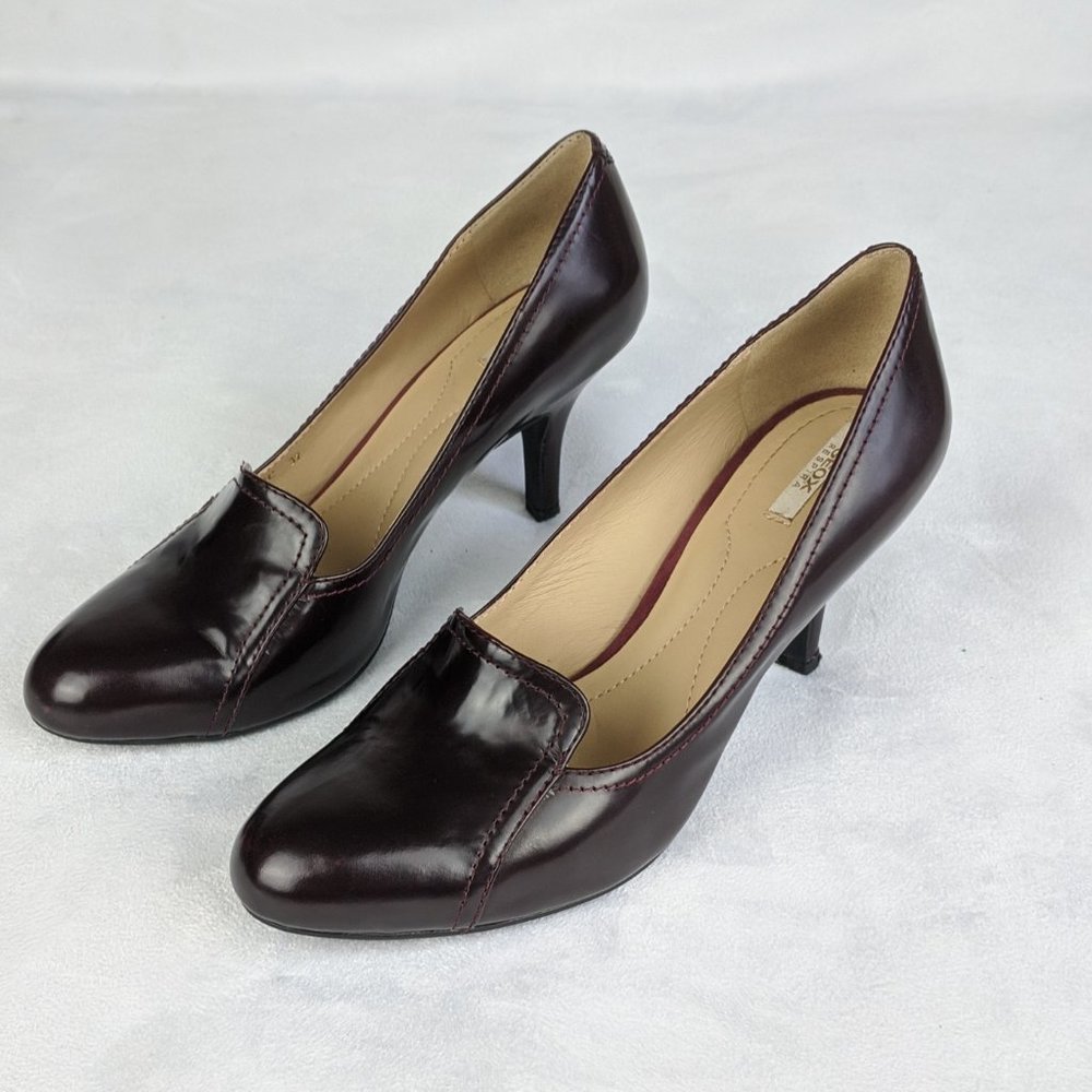 GEOX Respira Leather Mid Heel Pumps Cordovan US 7
